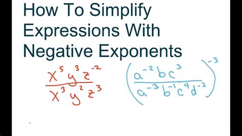 simplifying expressions with negative exponents.
